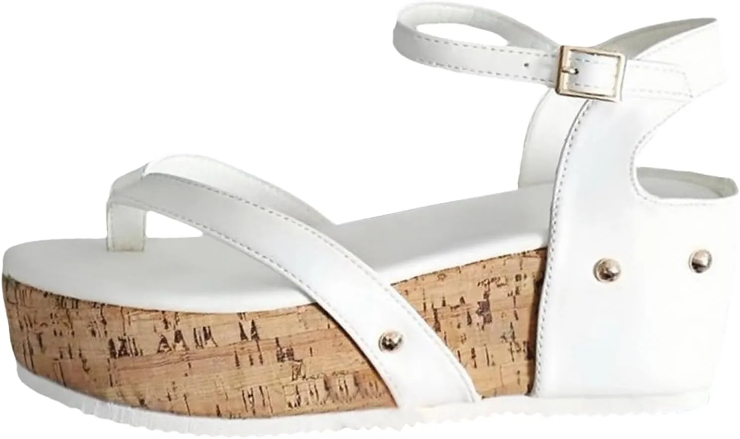 Cork Sandals for Women Orthopedic Wedge Sandals with Arch Support Summer Ankle Strap Buckle Beach Sandals Open Toe Slip On Shoes