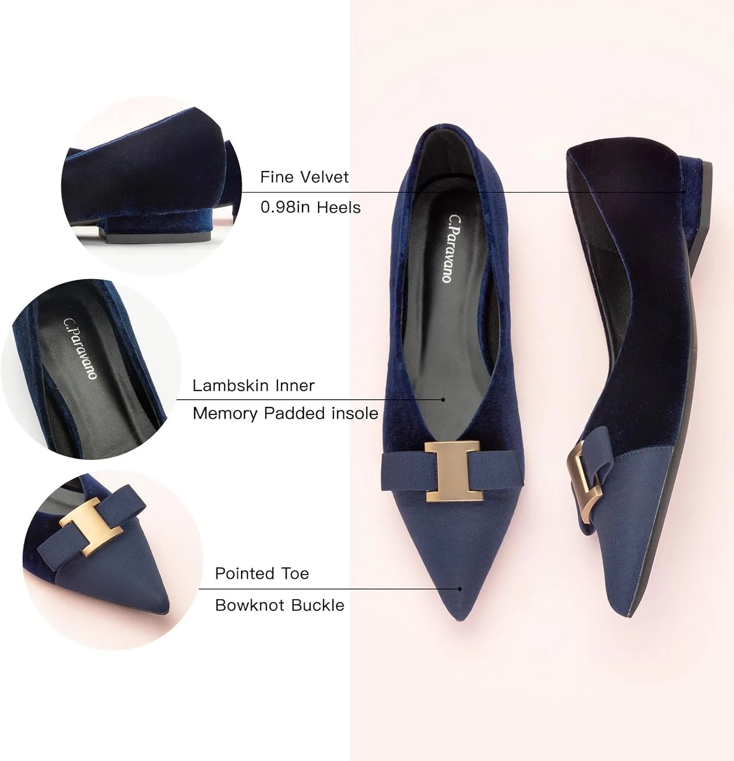 C.Paravano Women’s Flats I Flat for Women Leather I Pointed Toe Flats I Ballet Flats for Women I Slip on Dressy Flats