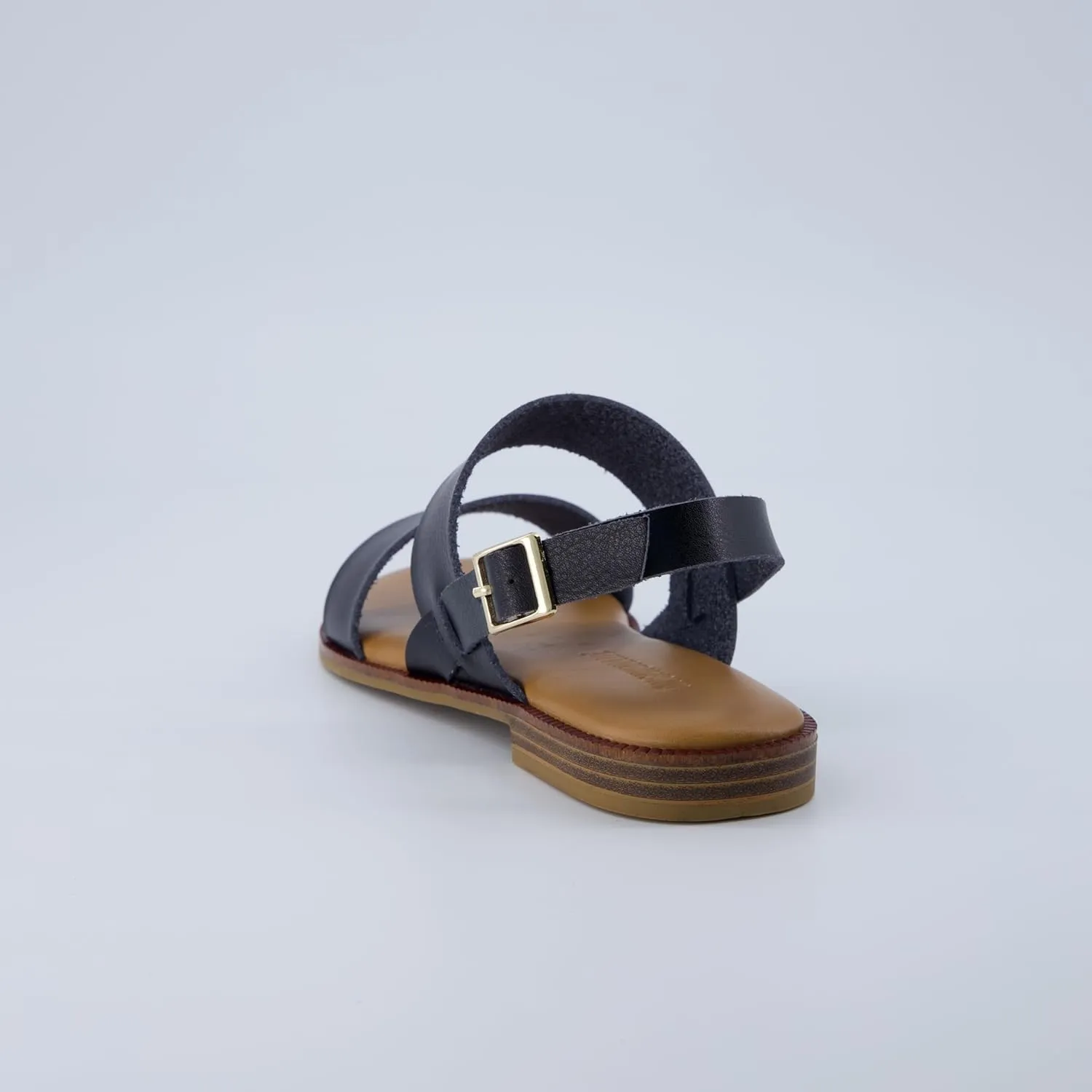 CUSHIONAIRE Lima Women’s Two-Strap Sandal – Faux Leather Flat with Adjustable Ankle Strap & Cushioned Footbed