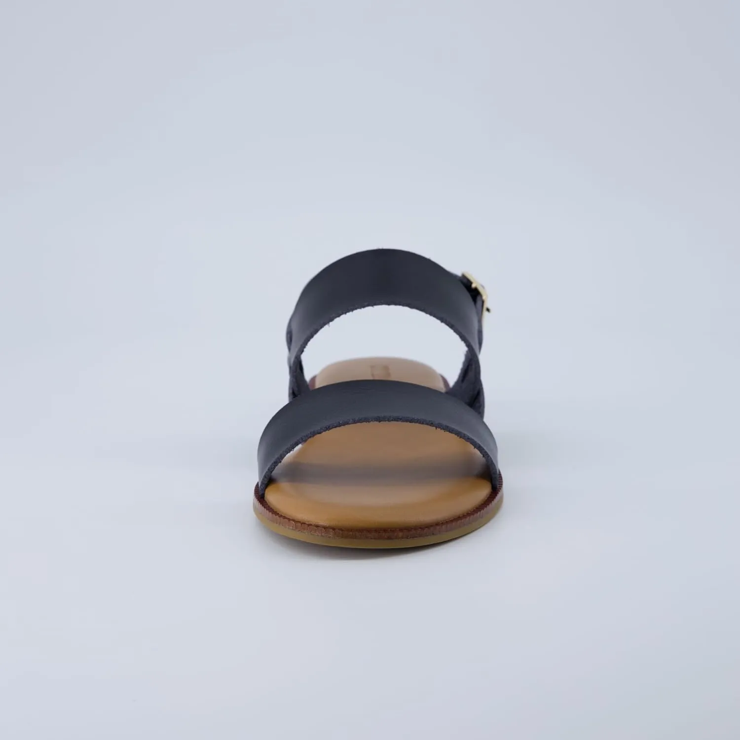 CUSHIONAIRE Lima Women’s Two-Strap Sandal – Faux Leather Flat with Adjustable Ankle Strap & Cushioned Footbed