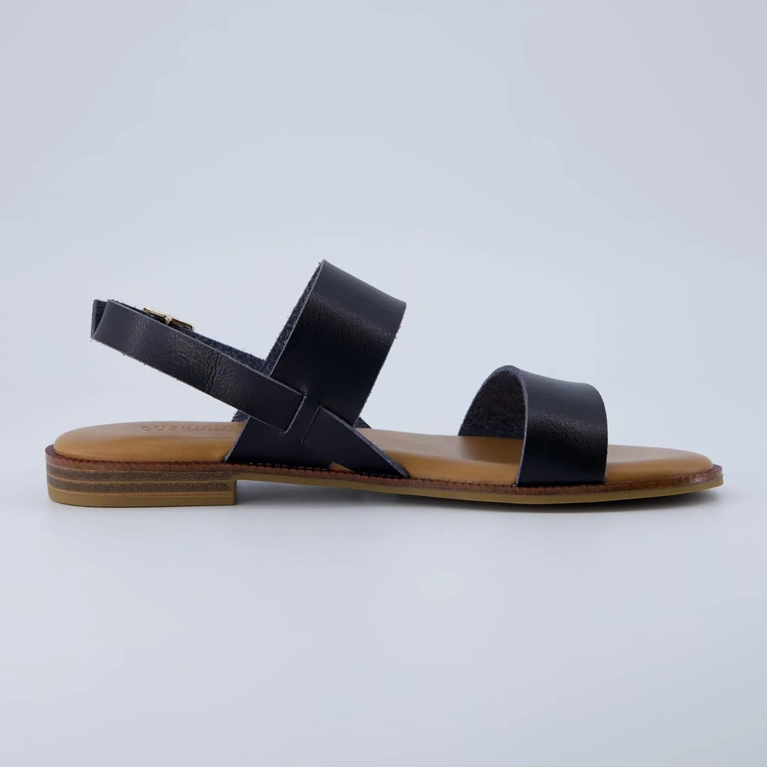 CUSHIONAIRE Lima Women’s Two-Strap Sandal – Faux Leather Flat with Adjustable Ankle Strap & Cushioned Footbed