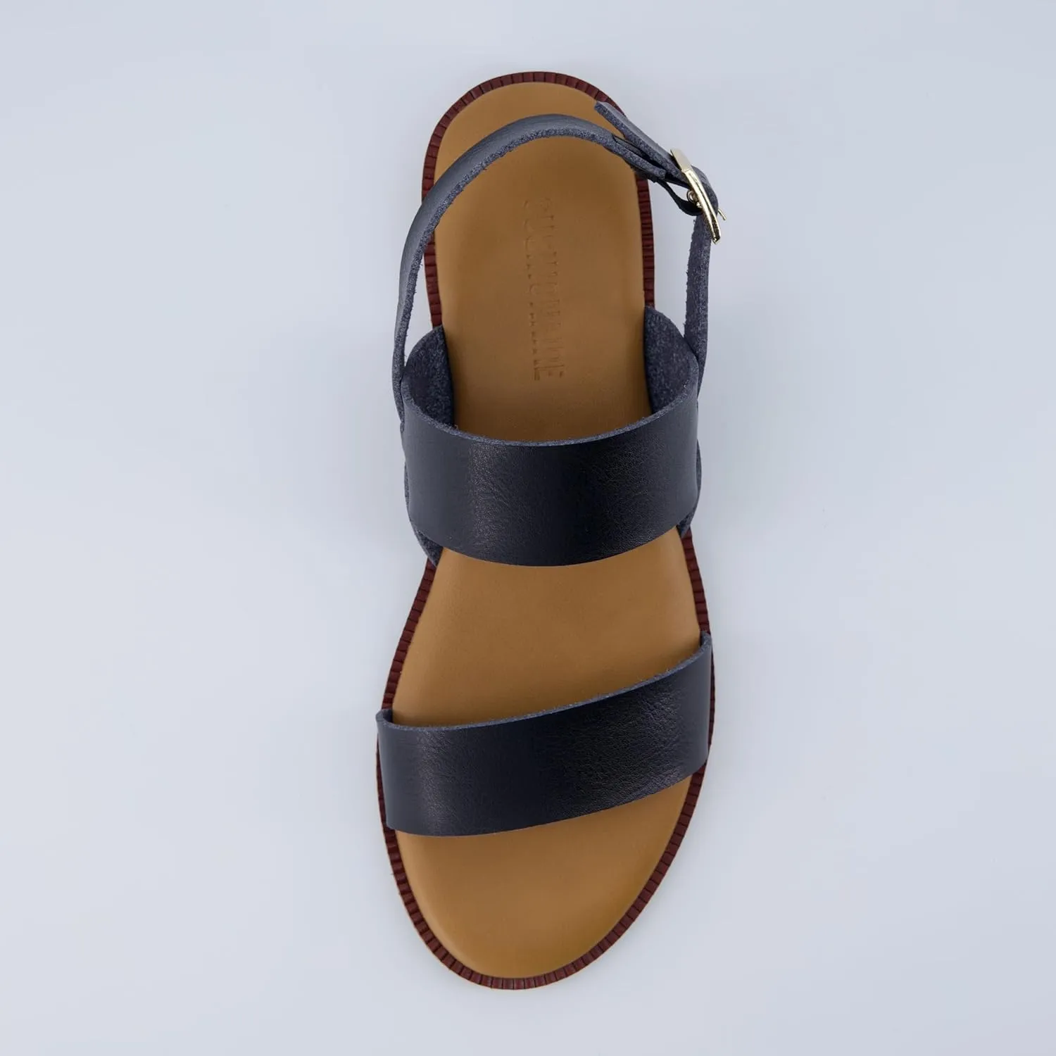 CUSHIONAIRE Lima Women’s Two-Strap Sandal – Faux Leather Flat with Adjustable Ankle Strap & Cushioned Footbed