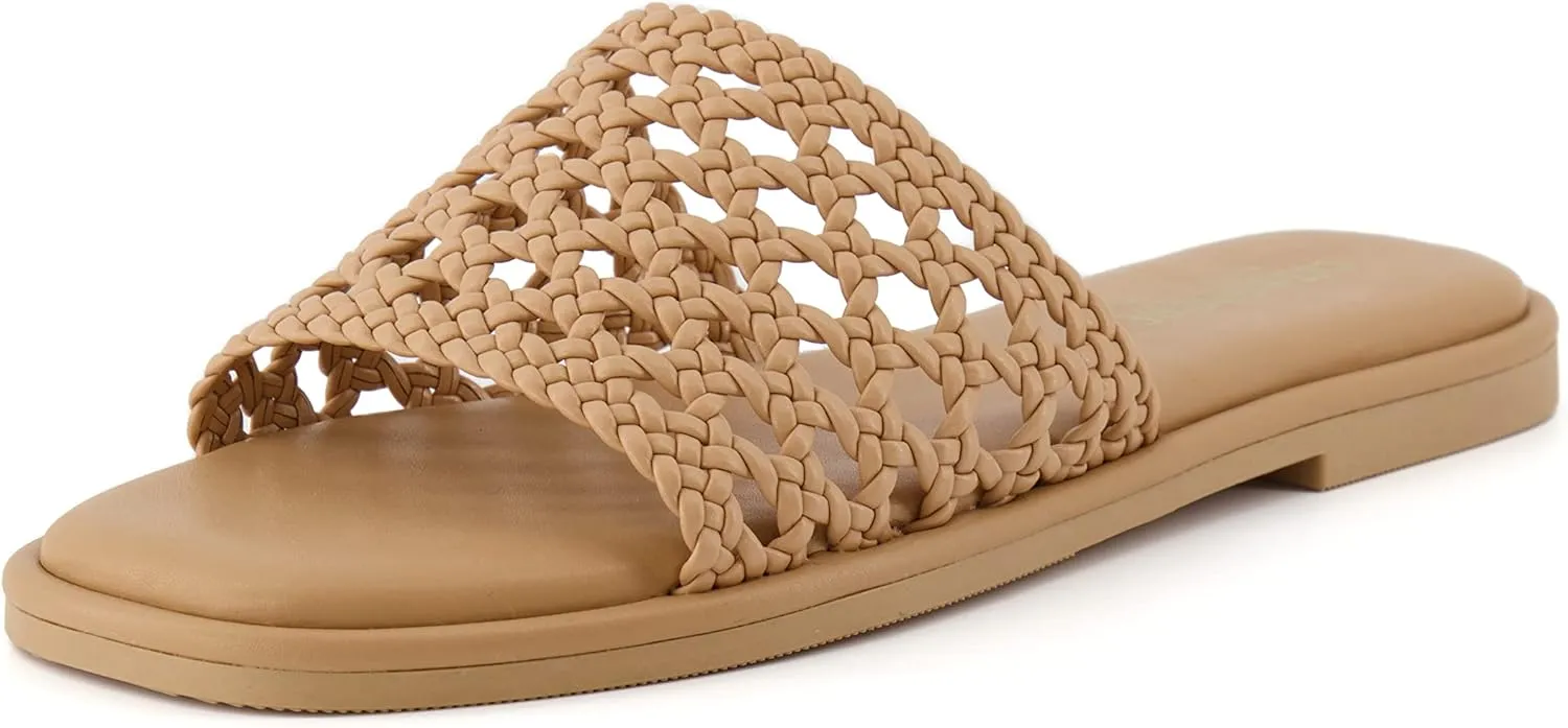 CUSHIONAIRE Women's Temptest basket weave slide sandal  Memory Foam, Wide Widths Available