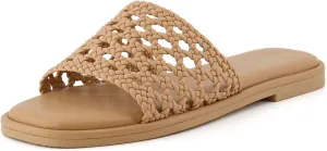 CUSHIONAIRE Women's Temptest basket weave slide sandal  Memory Foam, Wide Widths Available