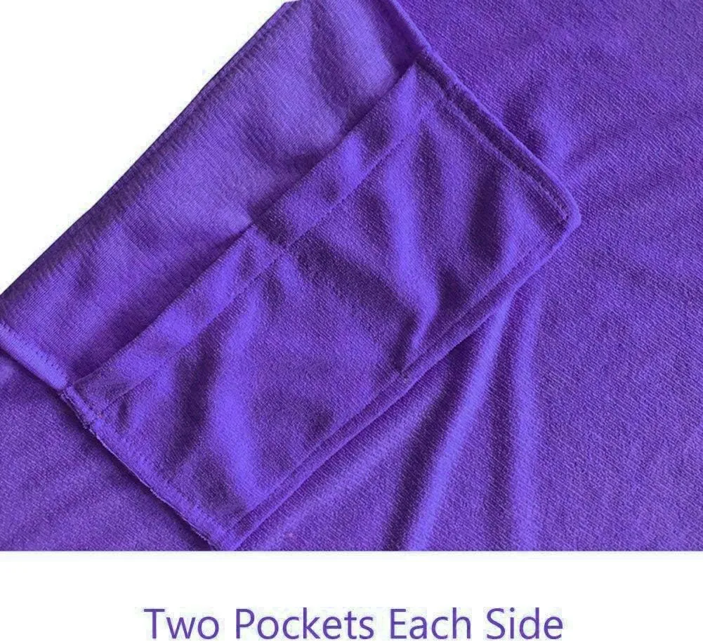 Double Layer Chaise Lounge Pool Chair Cover Beach Towel Fitted Elastic Pocket Won't Slide 85" L x 30" W-Purple
