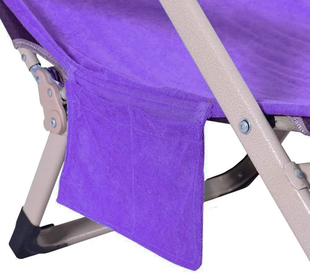 Double Layer Chaise Lounge Pool Chair Cover Beach Towel Fitted Elastic Pocket Won't Slide 85" L x 30" W-Purple