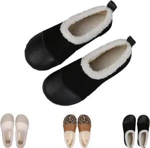 DYJAGYO Warm and Luxurious Winter Leather Shoes for Women, Women's Anti-Slip Shoes, Winter Warm Women's Leather Shoes