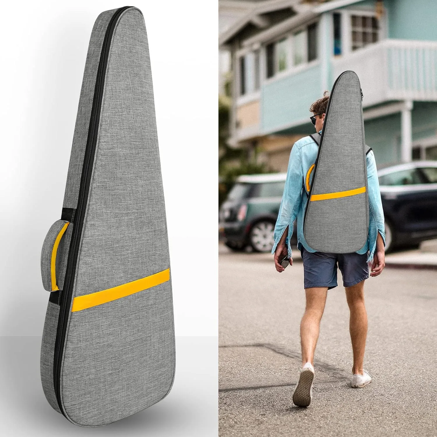 Electric Guitar Gig Bag, 39 Inch Electric Guitar Case with 0.5 Inch Thick Padding with Carry Handle, Pocket & Neck Strap Electric Guitar Bag Gray