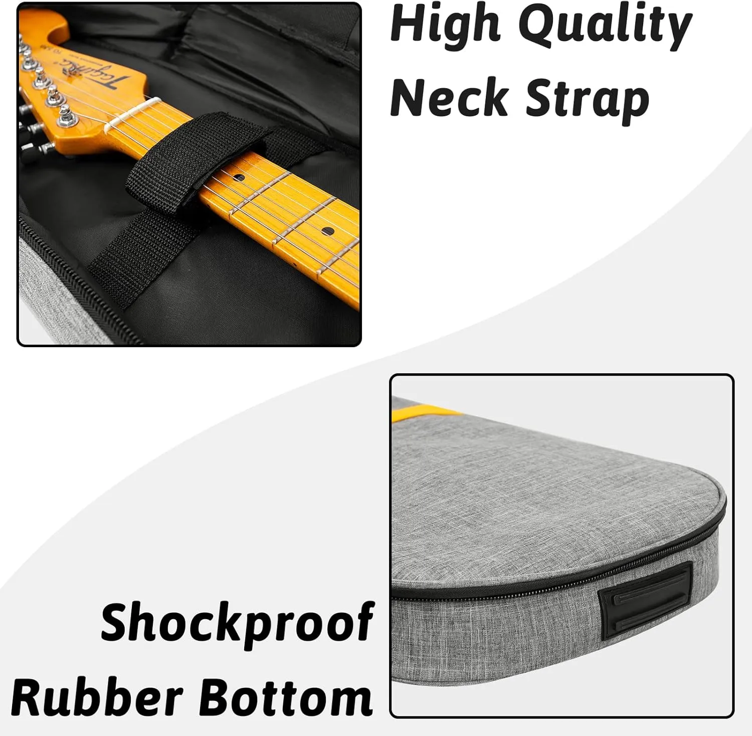 Electric Guitar Gig Bag, 39 Inch Electric Guitar Case with 0.5 Inch Thick Padding with Carry Handle, Pocket & Neck Strap Electric Guitar Bag Gray