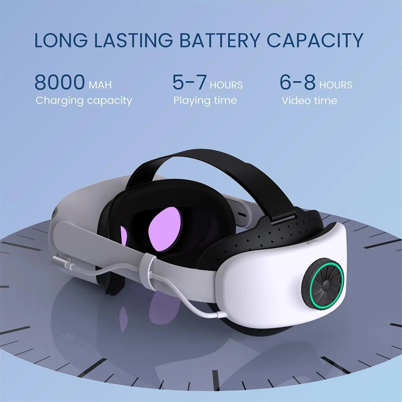 Elite Strap with Battery for Oculus Quest 2, 8000mAh Extend 7hrs Playtime,Fast Charging VR Power,Counter Balance&Adjustable Head Strap for Enhanced Support and Comfort in VR