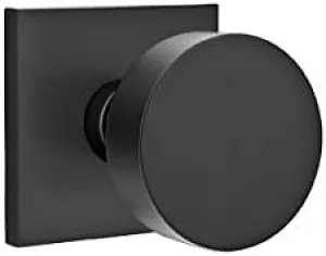 EMTEK Square Rosette Dummy, Pair with Matching Finish Round Knob - Choice of 7 Finishes - 5050ROUUS19 - Flat Black (US19)