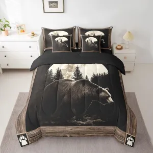 Erosebridal Twin Size Grizzly Bear Comforter Set with Sheets 7 Piece, Hunting Wild Animal Bed in A Bag Tribal Wildlife Bedding Sets for Kids Boys Teens Adult, Rustic Farmhouse Bedding Comforter Sets