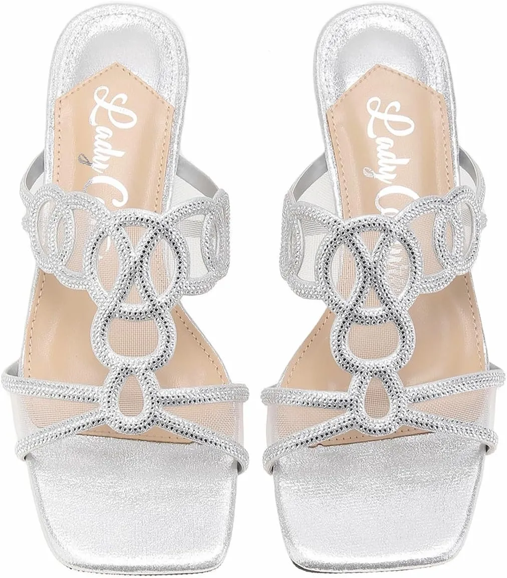 Fab Rhinestone Mesh Slide