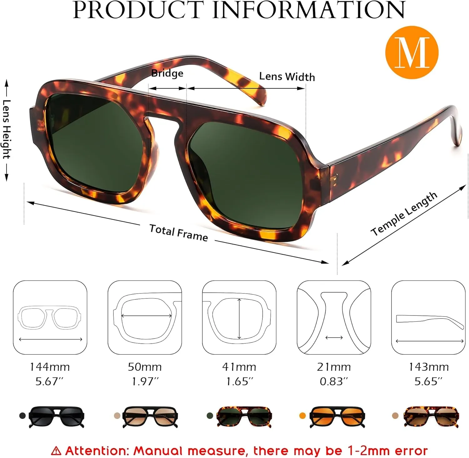 FEISEDY Trendy Square Aviator Sunglasses for Women, Vintage 70s Flat Top Shades B4175