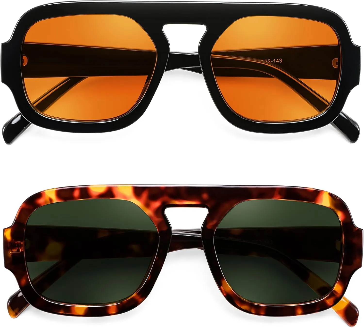 FEISEDY Trendy Square Aviator Sunglasses for Women, Vintage 70s Flat Top Shades B4175