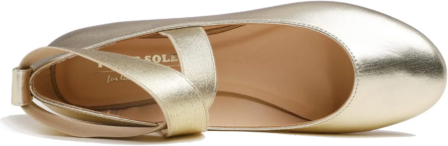 FEVERSOLE Women's Fashion Elastic Ankle Strap Shoes Round Toe Ballet Flat