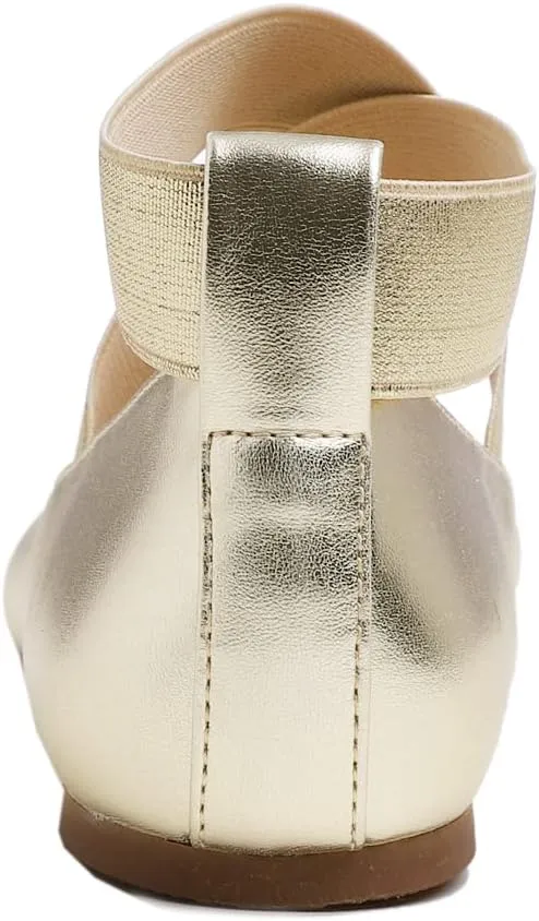 FEVERSOLE Women's Fashion Elastic Ankle Strap Shoes Round Toe Ballet Flat