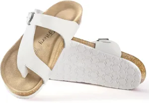 FITORY Women's Cork Footbed Slide Sandals with Comfort Suede Lining,Summer Arch Support Flat Sandals Size 6-11