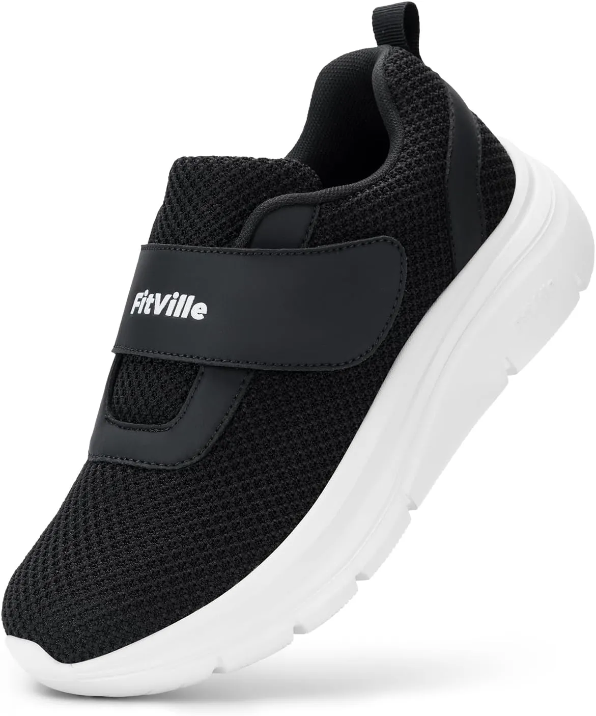 FitVille Diabetic Shoes for Women Slip on Wide Width Walking Shoes for Swollen Feet with Adjustable Strap Wide Sneakers for Women Lightweight Mesh