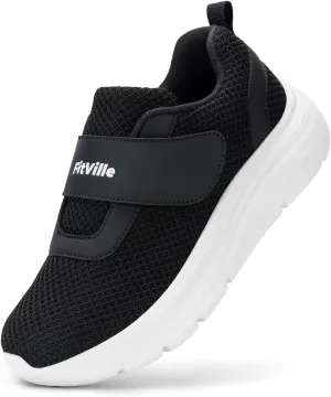 FitVille Diabetic Shoes for Women Slip on Wide Width Walking Shoes for Swollen Feet with Adjustable Strap Wide Sneakers for Women Lightweight Mesh