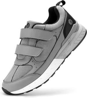 FitVille Extra Wide Walking Shoes for Men Wide Width, Hook and Loop Orthopedic Sneakers for Swollen Feet Neuropathy - Rebound Core V8