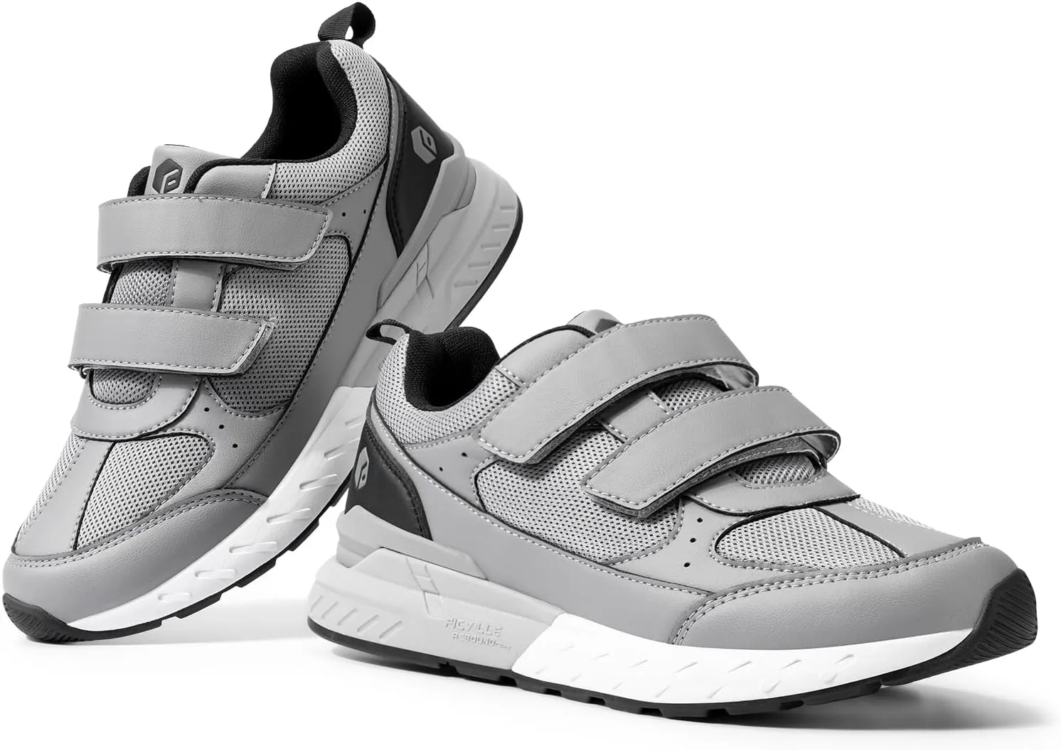 FitVille Extra Wide Walking Shoes for Men Wide Width, Hook and Loop Orthopedic Sneakers for Swollen Feet Neuropathy - Rebound Core V8