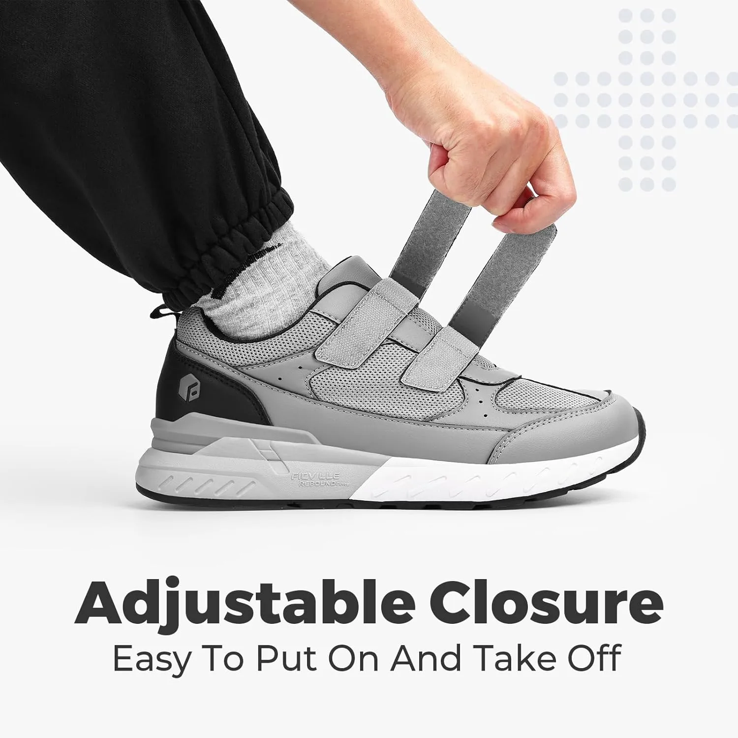 FitVille Extra Wide Walking Shoes for Men Wide Width, Hook and Loop Orthopedic Sneakers for Swollen Feet Neuropathy - Rebound Core V8