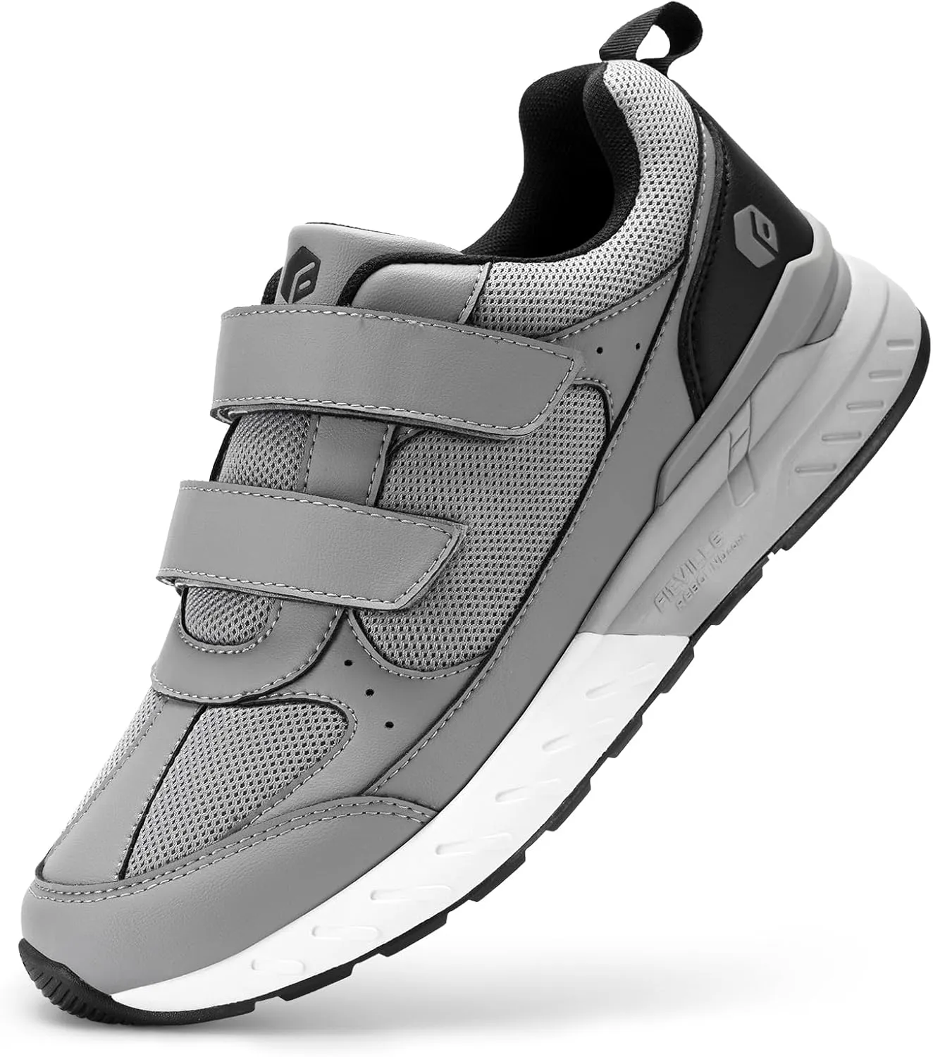 FitVille Extra Wide Walking Shoes for Men Wide Width, Hook and Loop Orthopedic Sneakers for Swollen Feet Neuropathy - Rebound Core V8