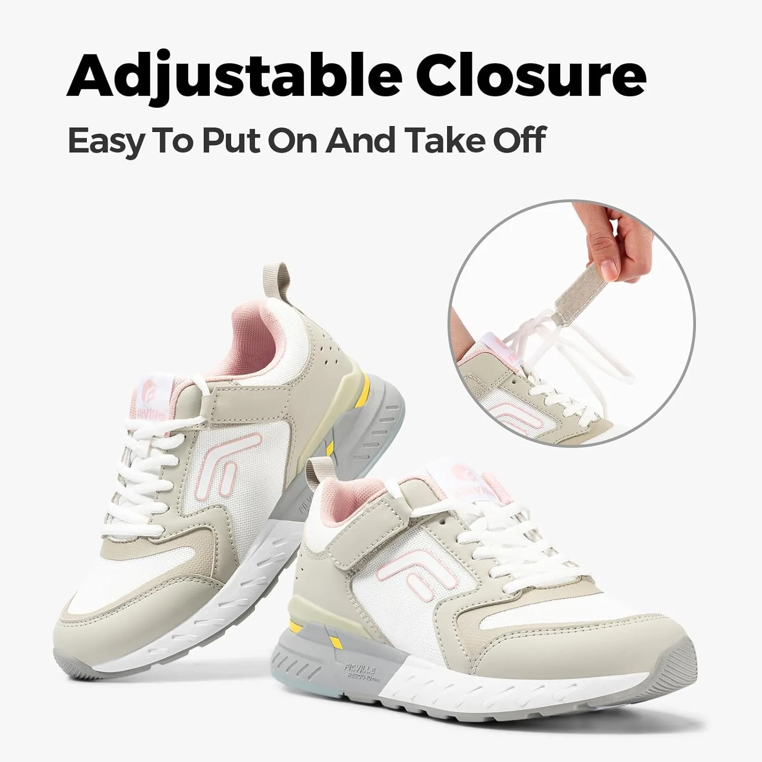 FitVille Women's Walking Shoes Wide Width Sneakers Comfort Diabetic Shoes Plantar Fasciitis Shoes for Flat Feet Heel Pain Relief - Rebound Core V7
