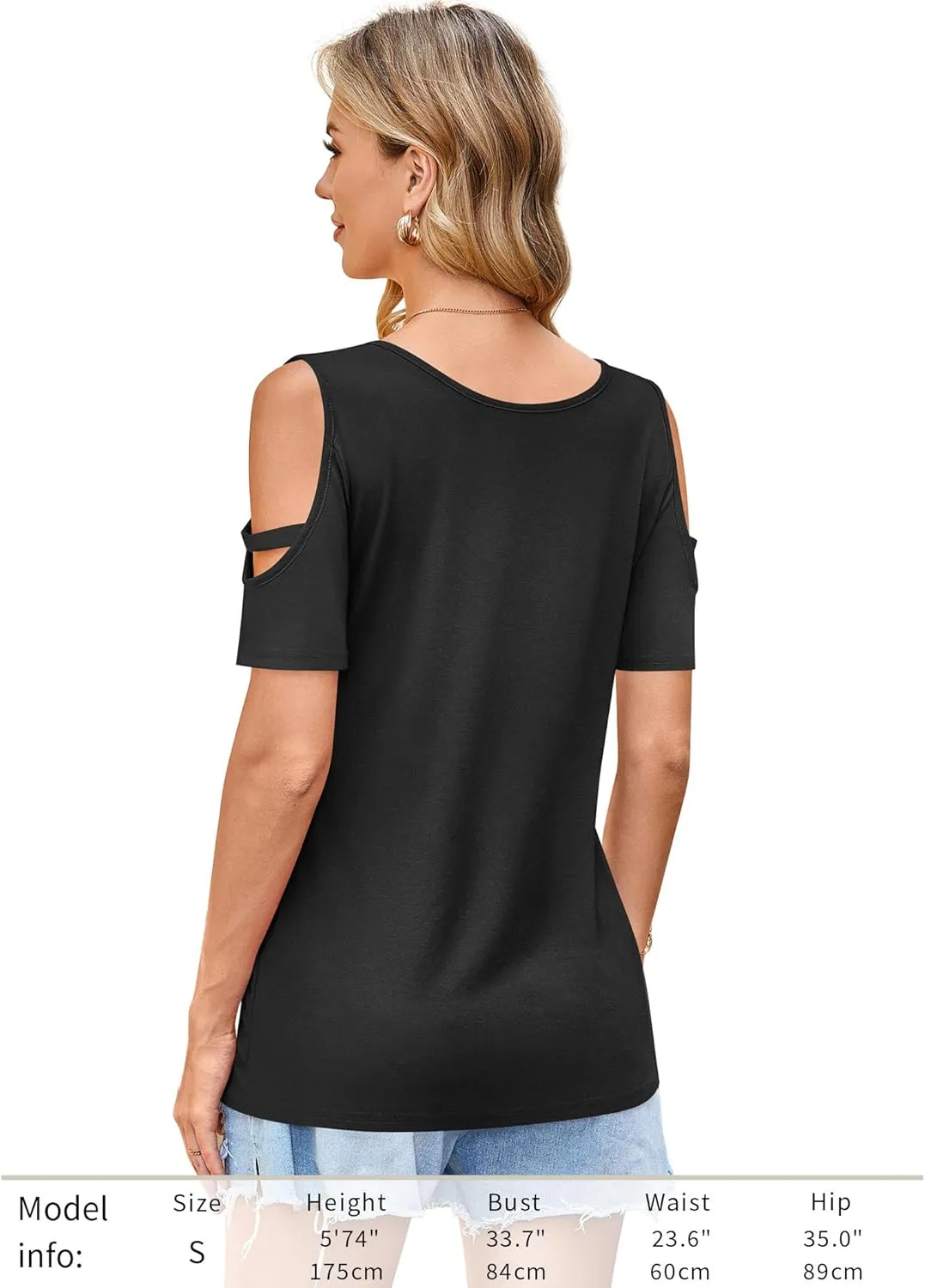 Florboom Womens Cold Shoulder Top Summer Basic T Shirts 3/4 Sleeve Casual Blouse Tshirts