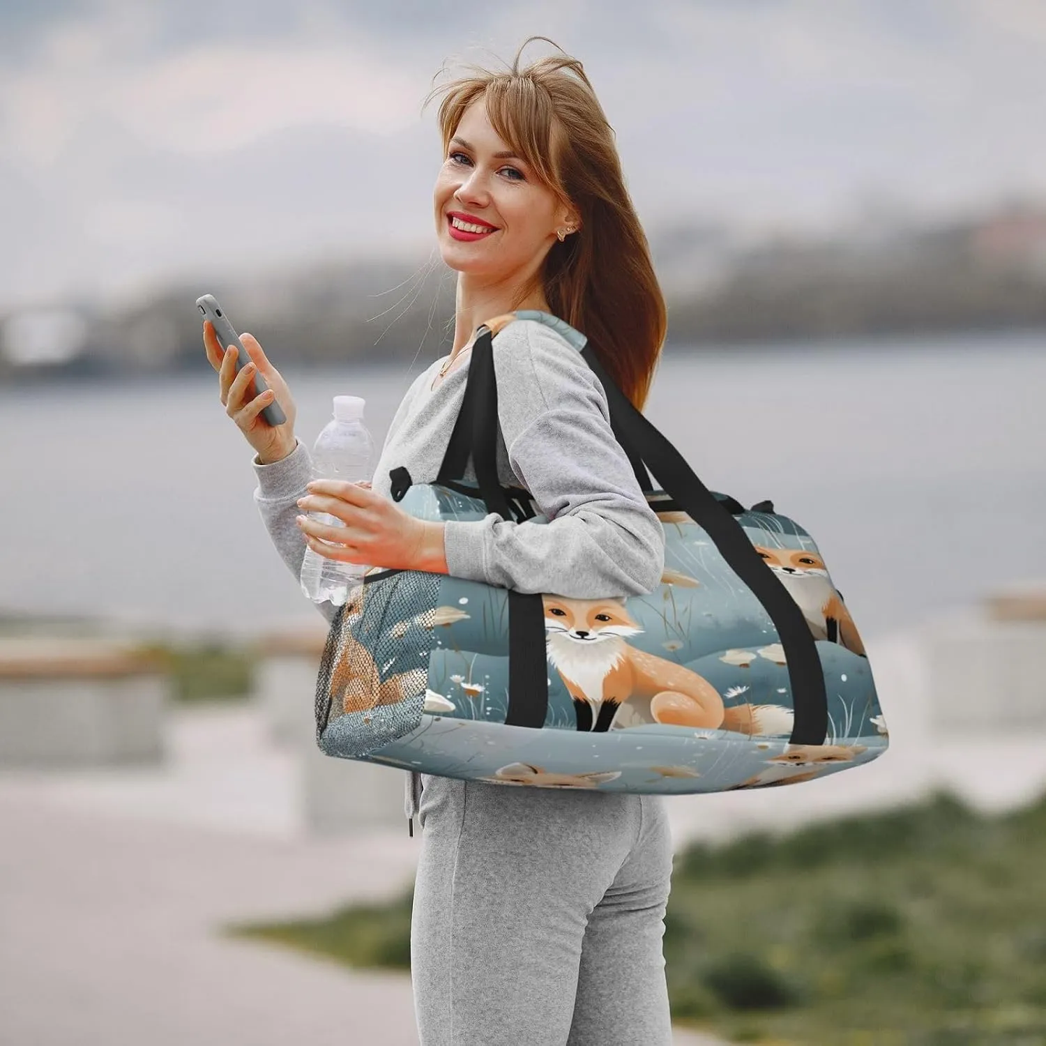Forest Fox Travel Duffel Bag with Strap Multi Pockets Sports Bag Handbag Large Shoulder Bag for Gym Weekend Fitness Camping