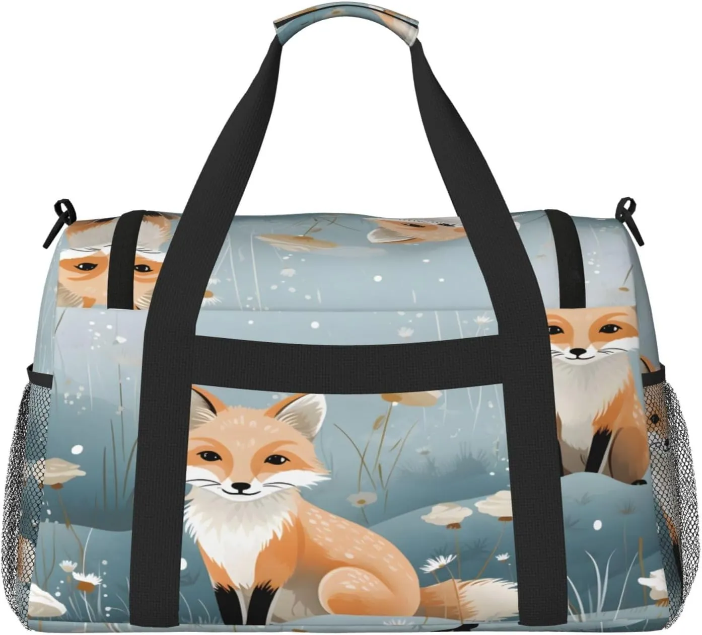 Forest Fox Travel Duffel Bag with Strap Multi Pockets Sports Bag Handbag Large Shoulder Bag for Gym Weekend Fitness Camping
