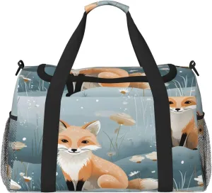 Forest Fox Travel Duffel Bag with Strap Multi Pockets Sports Bag Handbag Large Shoulder Bag for Gym Weekend Fitness Camping