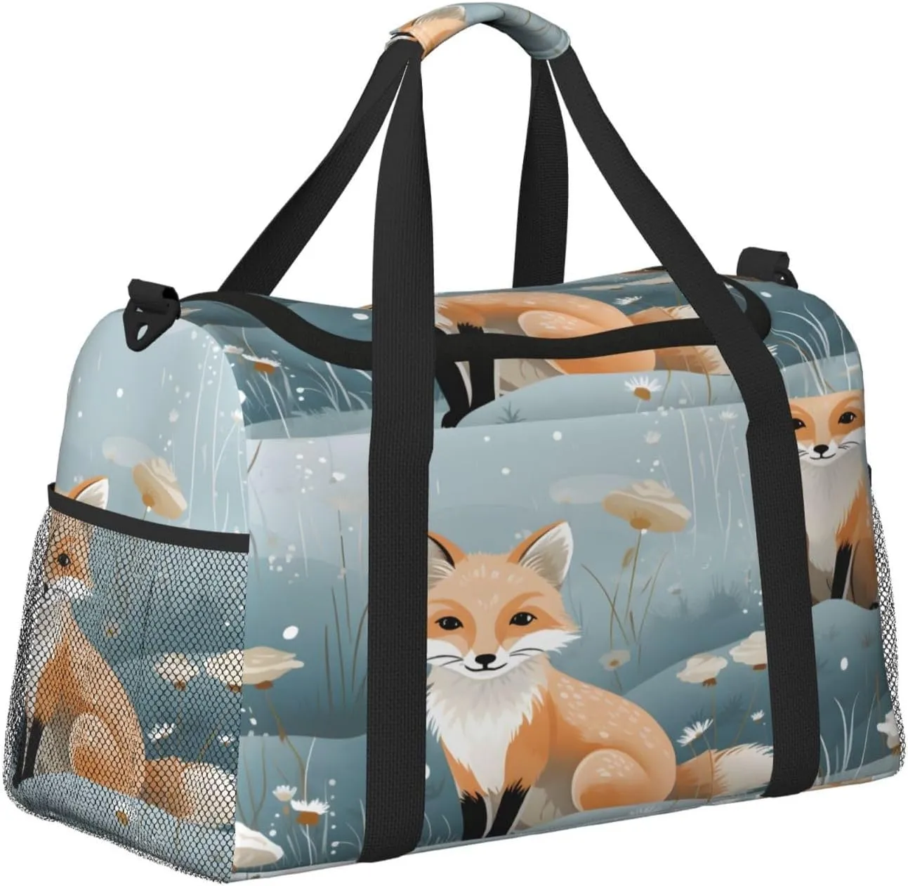 Forest Fox Travel Duffel Bag with Strap Multi Pockets Sports Bag Handbag Large Shoulder Bag for Gym Weekend Fitness Camping