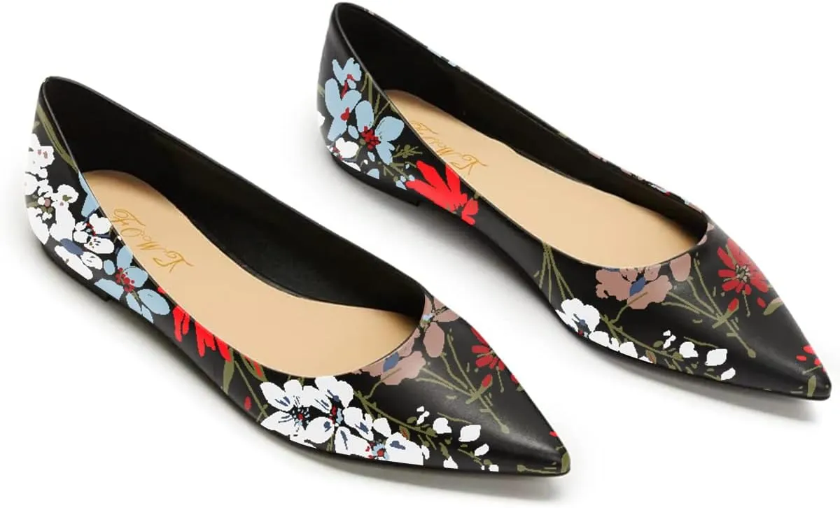 FOWT Women Comfortable Slip On Pointed Toe Flat Heel Pumps Flats Daily Office Party Dress Unisex Shoes US Size 4-16