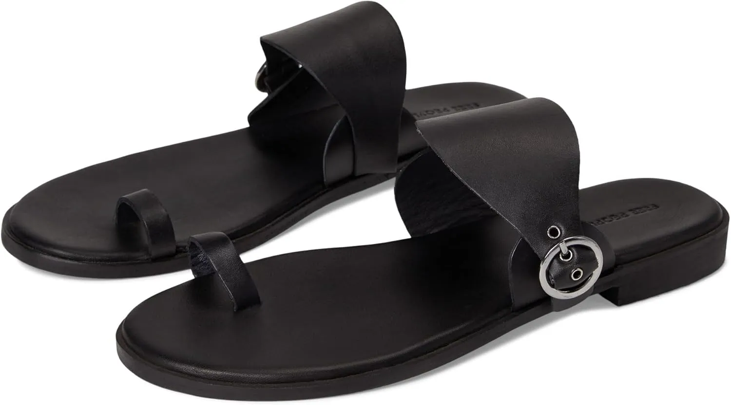 Free People Women's Barcelona Slip On Sandal Slides, Black Leather, 11