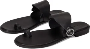 Free People Women's Barcelona Slip On Sandal Slides, Black Leather, 11