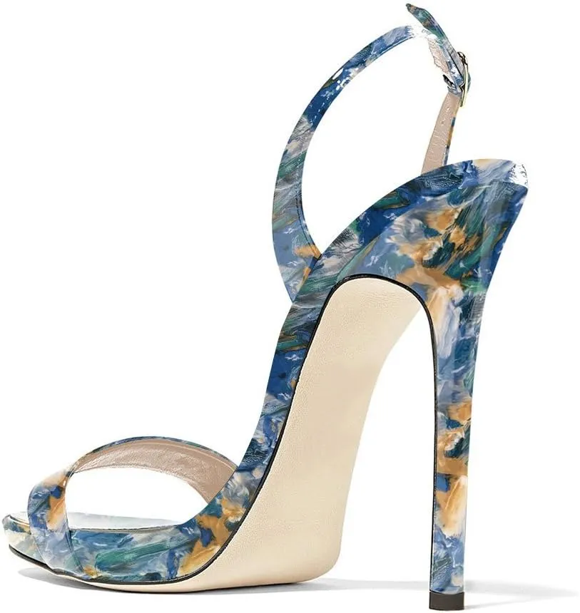 FSJ Women Sexy High Heel Stiletto Sandal Back Strap Slingback Open Toe Evening Party Dance Graceful Shoes Size 4-15 US