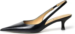 FSJ Women's Mid Kitten Heel Slingback Sandal Pointy Toe Sexy Pumps Comfortable Dress Party Walking Shoes Size 4-15 US