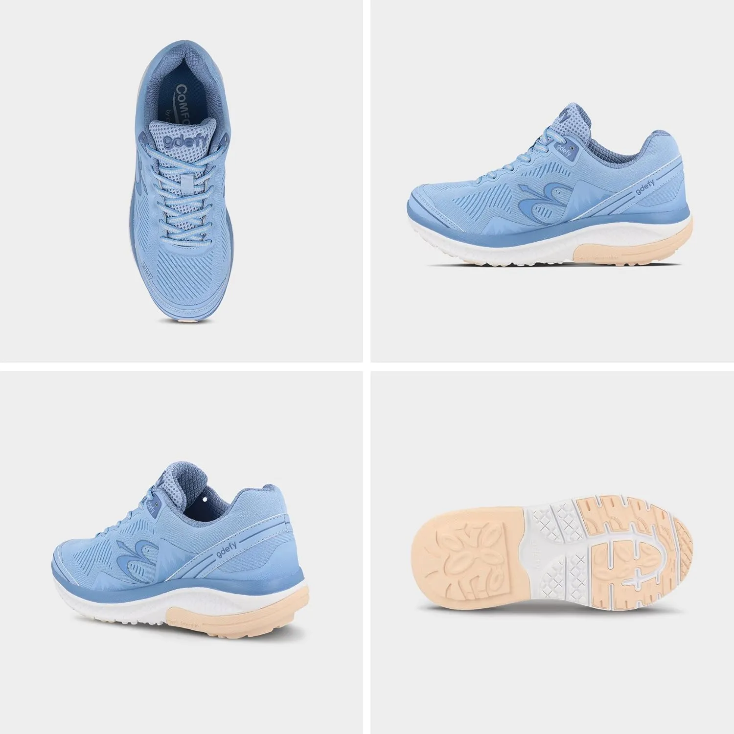 G-DEFY Mighty Walk Women’s Orthopedic Walking Shoe | VersoShock Technology for Pain Associated with Running | Prolonged Standing | Arch Support | Diabetic Shoes | Wide Shoes | Free Custom Orthotic