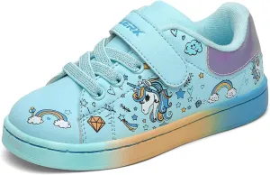 GEERX Toddler Girl Shoe Lightweight Casual Adjustable Strap Cute Unicorn Sneaker Comfortable for Walking Running (Infant/Toddler/Little Kid)