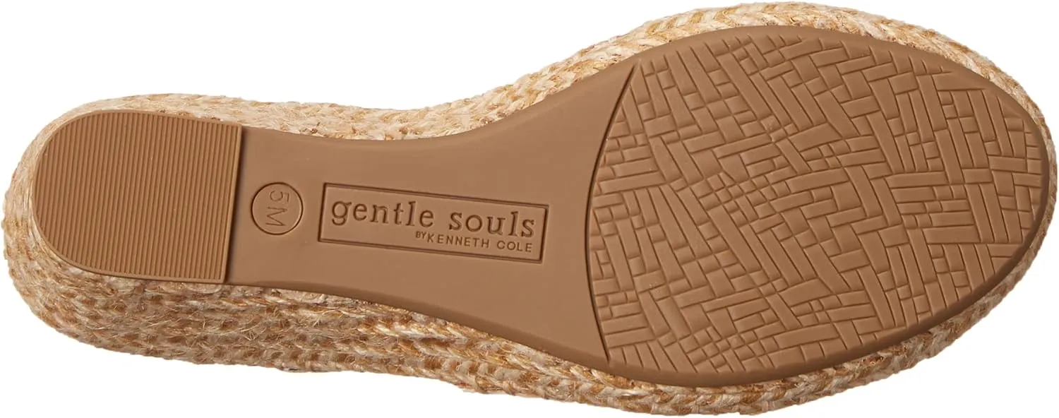 Gentle Souls by Kenneth Cole Women's Charli X Band Buckle Heeled Sandal Espadrille Wedge
