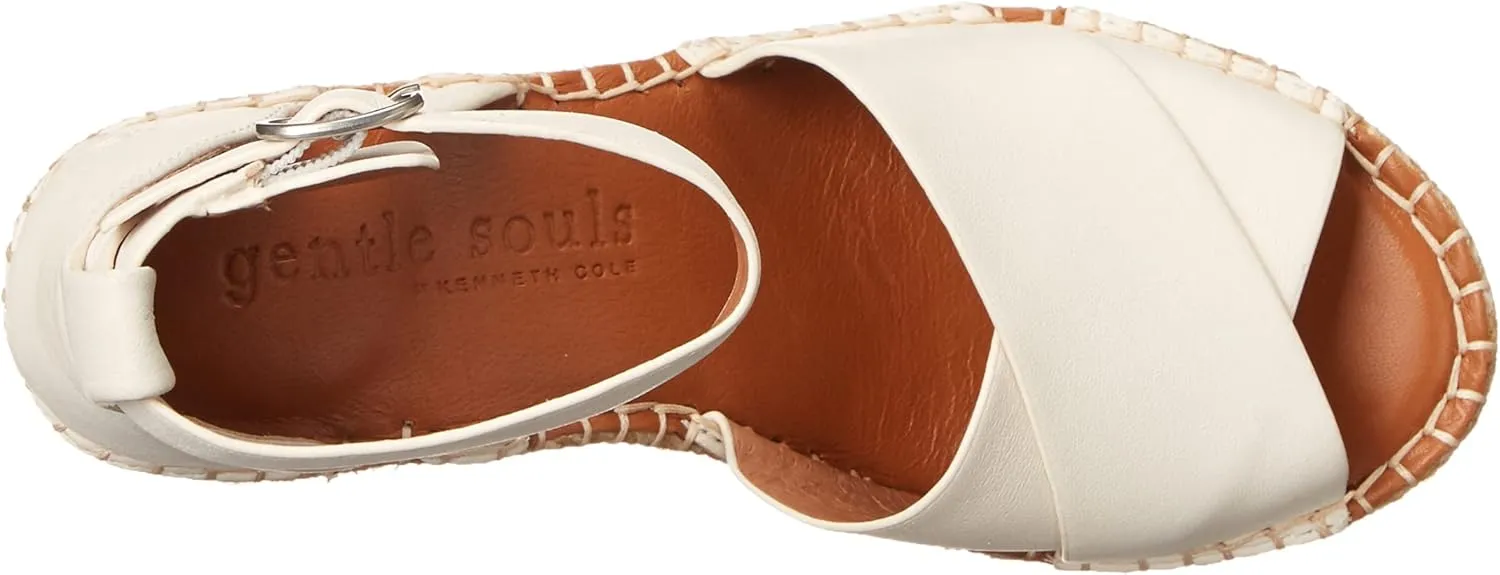 Gentle Souls by Kenneth Cole Women's Charli X Band Buckle Heeled Sandal Espadrille Wedge