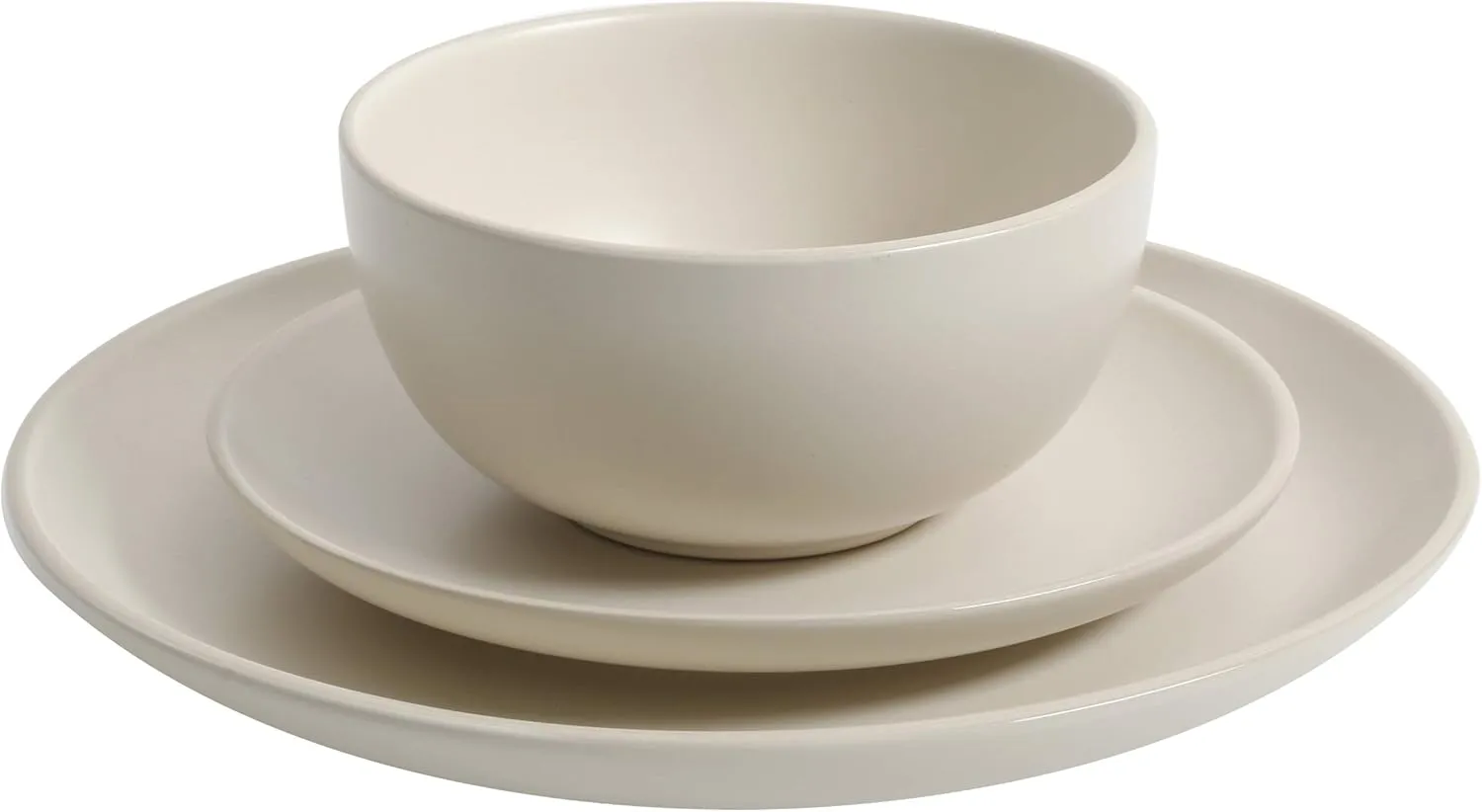 Gibson Home Rockaway Round Stoneware Dinnerware Set, Service for 4 (12pcs), Cream
