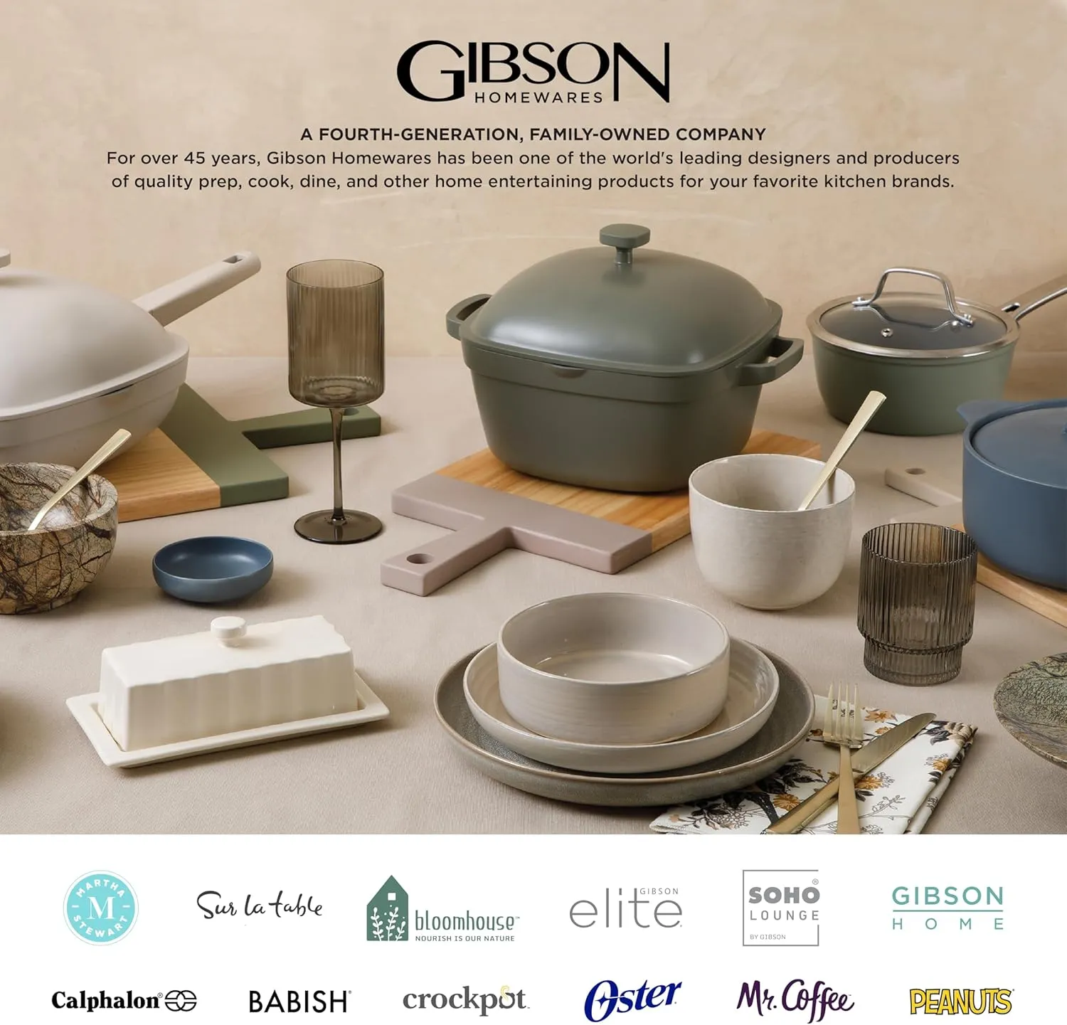 Gibson Home Rockaway Round Stoneware Dinnerware Set, Service for 4 (12pcs), Cream
