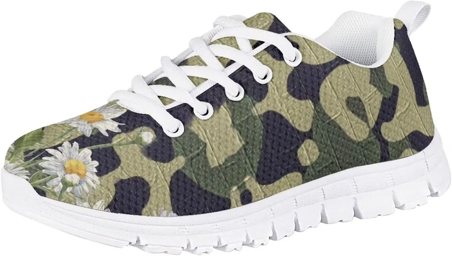 Girls Cute Tennis Shoes Cow Sunflower Leopard Print Casual Kids Sneakrs Lightweight Lace Up Soft School Athletic Running Shoes