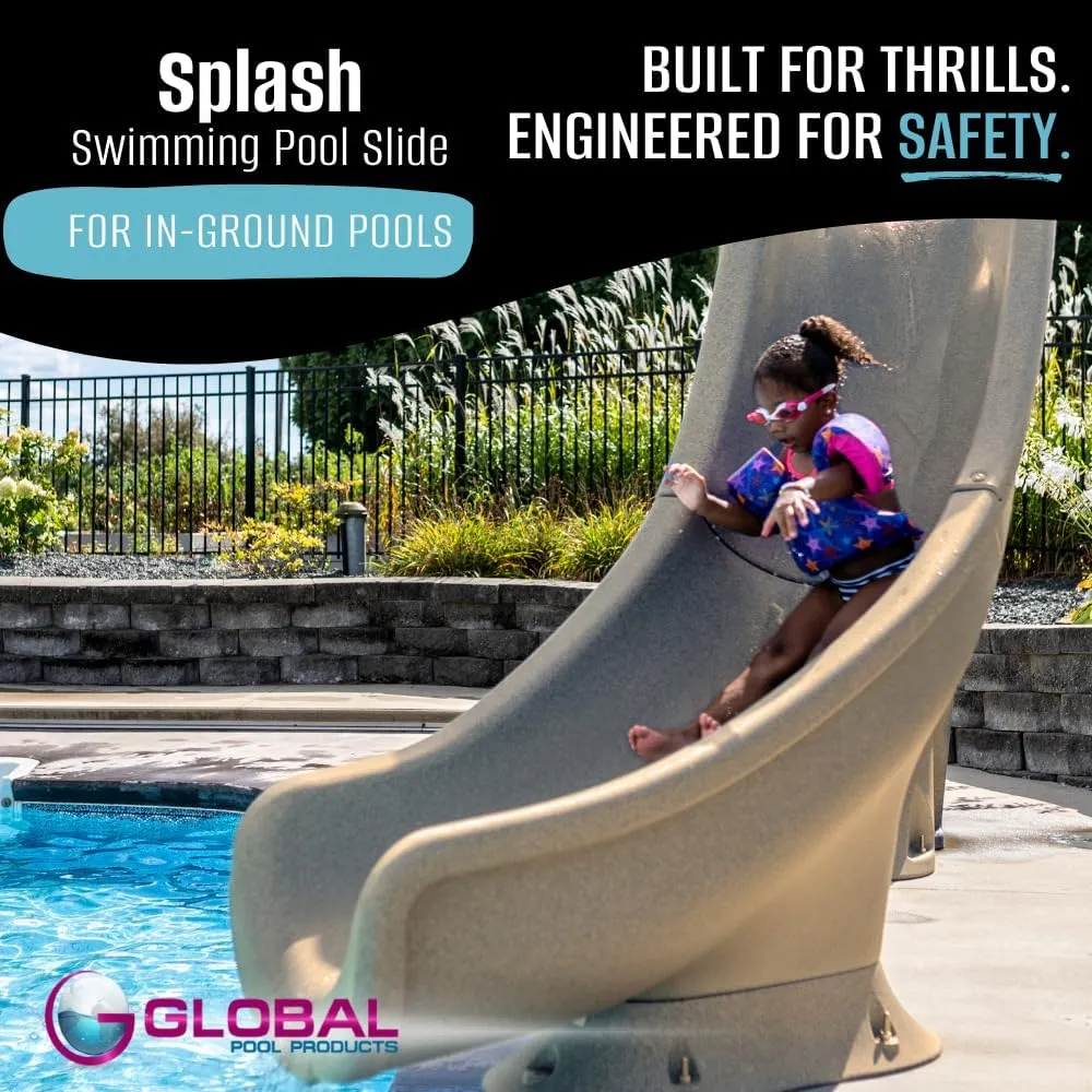 Global Pool Products Splash Inground Swimming Pool Water Slide Deck Mounted Right Curve Turn Sand GPPSSP-Sand-R