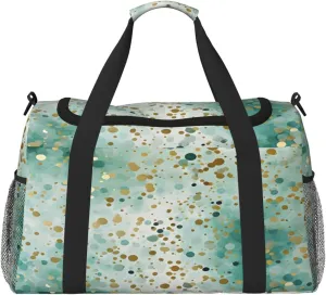 Green Yellow Polka Dot Travel Duffel Bag with Strap Multi Pockets Sports Bag Handbag Large Shoulder Bag for Gym Weekend Fitness Camping