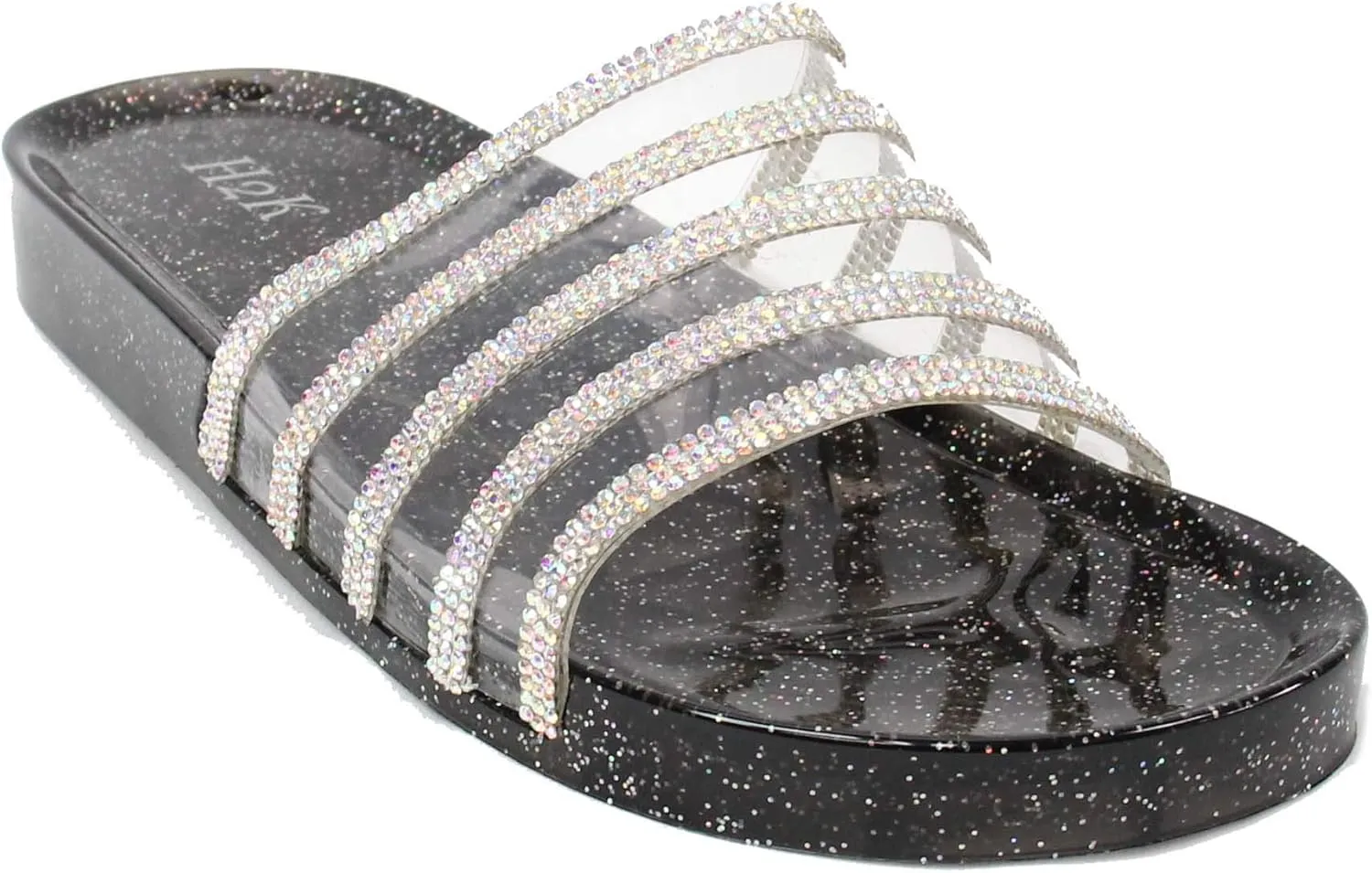 H2K Womens Jelly Glitter Summer Slide Sandals Flip Flops (Adults)