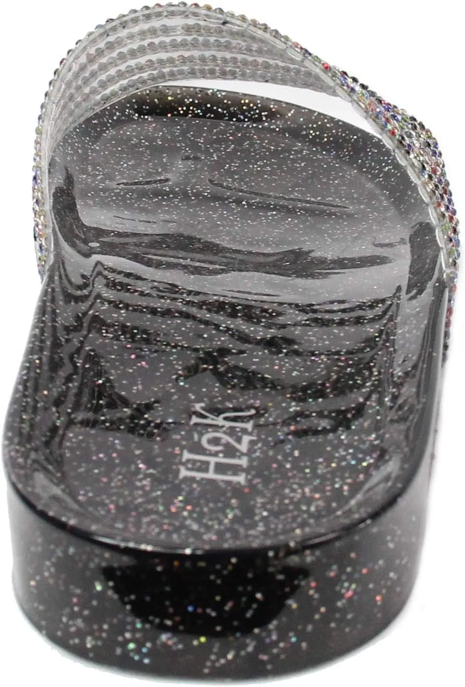 H2K Womens Jelly Glitter Summer Slide Sandals Flip Flops (Adults)